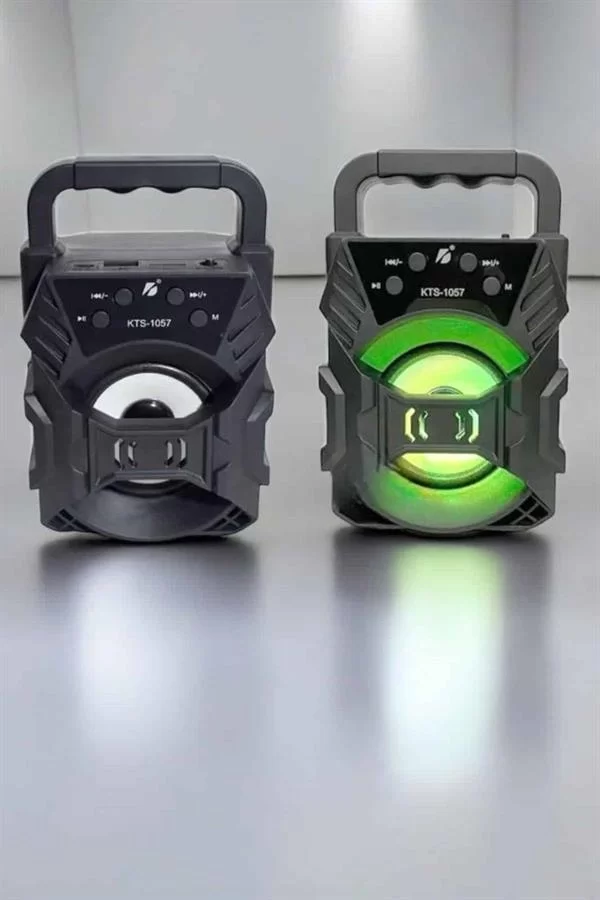 Taşınabilir Bluetooth Hoparlör Led Işıklı Uzun Pil Ömrü - Görsel 3