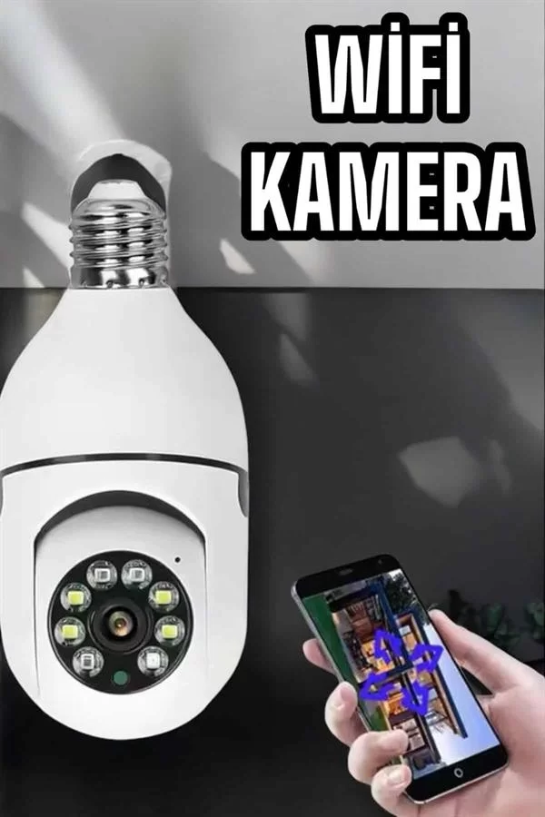 Wifi Kamera Duylu Ampul Görünümlü 360 Derece Dönebilen Ev Kamerası - Görsel 2
