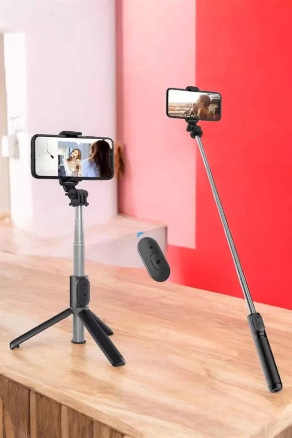 Kumandalı Tripod Telefon Tutucu Selfie Çubuğu 360 Derece Dönebilen - Görsel 5