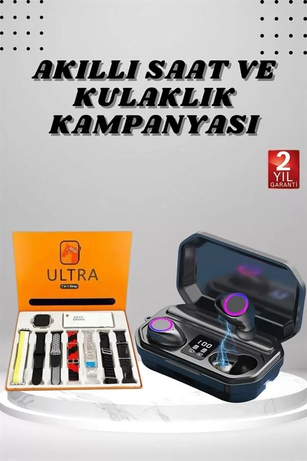 Yeni Nesil Akıllı Saat ve Bluetooth Kulaklık Kampanyası Dijital Göstergeli Powerbankli - Görsel 2