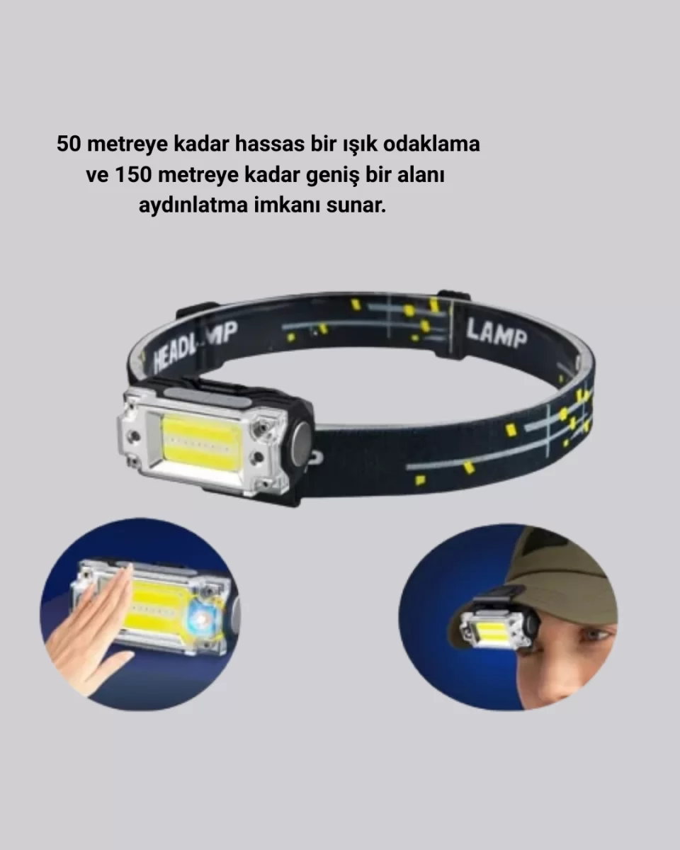 Taşınabilir Şarjlı LED Fener XPE95LM COB120LM Manyetik Gövde - Görsel 5