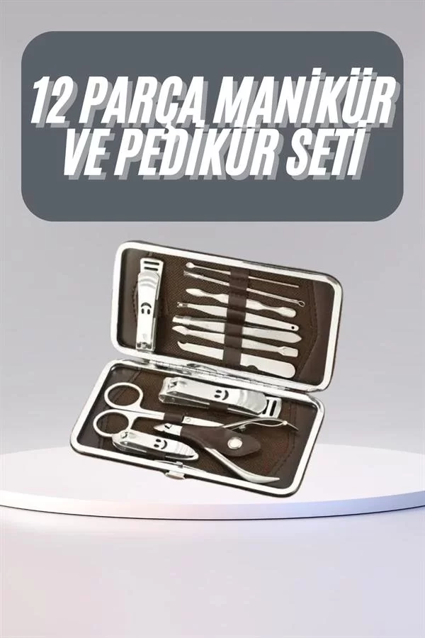 12 Parça Manikür Pedikür Seti Tırnak Bakımı Nasır Temizleme El Ayak Bakımı - Görsel 2