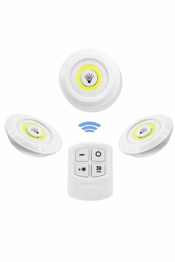 Dolap Işığı Mutfak Rafı Işığı Uzaktan Kumandalı 3 Lü Spot Led Lamba - Görsel 4