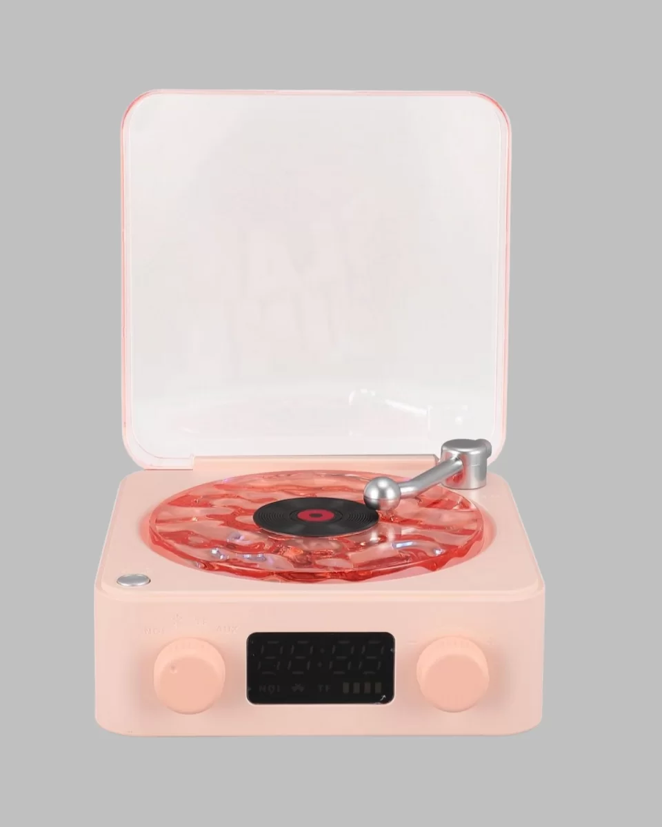 Retro Bluetooth Hoparlör PEMBE - Görsel 5