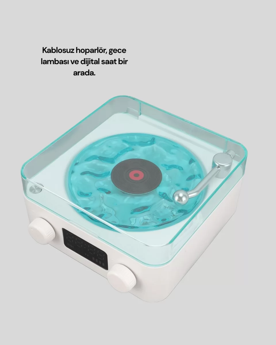 Retro Tasarımlı Gece Lambalı Bluetooth Hoparlör – Saat ve Pil Göstergeli - Görsel 3