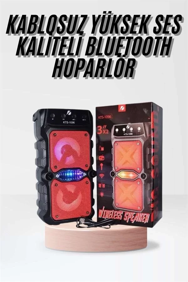Taşınabilir Kablosuz Bluetooth Hoparlör Uzun Pil Ömrü Led Işıklı - Görsel 2