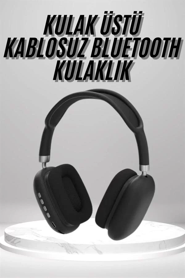 Kulak Üstü Kablosuz Bluetooth Kulaklık Yumuşak Süngerli SD Kart Girişli - Görsel 2