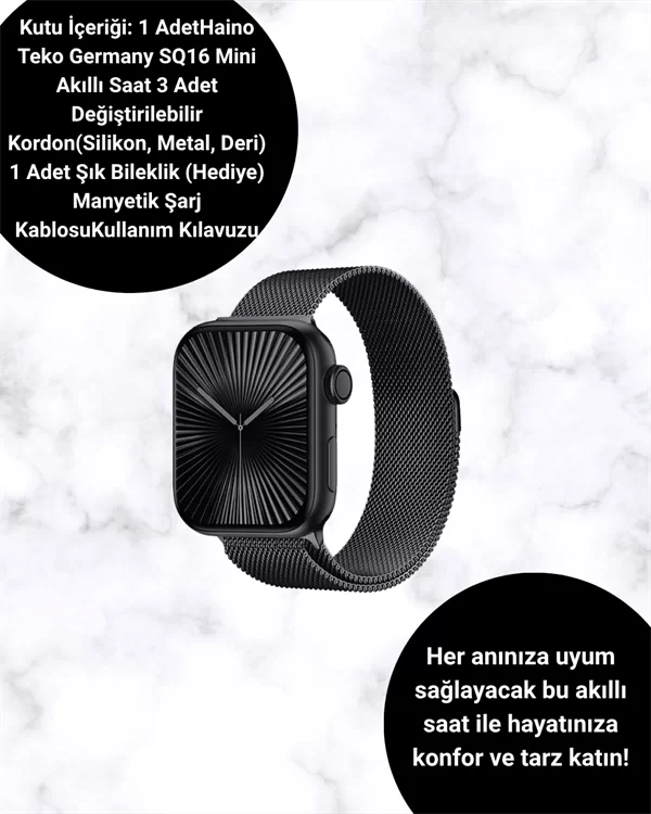 SQ-16 Mini Series 10 Akıllı Saat – 3 Kordon + Hediye Bileklik