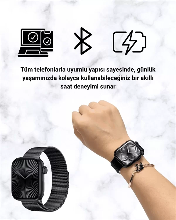 SQ-16 Mini Series 10 Akıllı Saat – 3 Kordon + Hediye Bileklik - Görsel 3