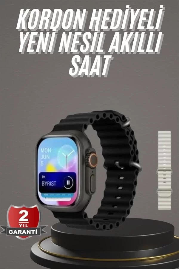 2025 Model Akıllı Saat Çift Kordon Ios Ve Android Arama Cevaplama Sesli Asistan - Görsel 2