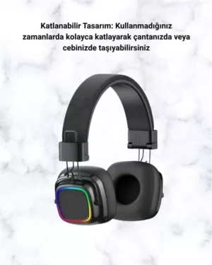 RGB Işıklı Katlanabilir Bluetooth 5.3 Kulak Üstü Kulaklık