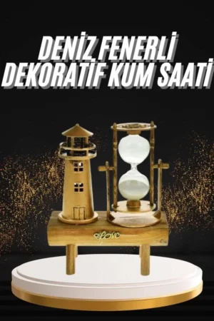 Hediyelik Eşya Retro Deniz Fenerli Kum Saati Ahşap Görünümlü Dekoratif Eşya