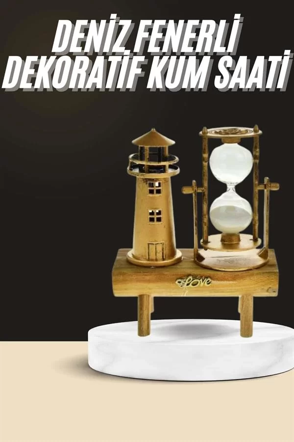 Dekoratif Kum Saati Deniz Feneri Retro Masa Hediyeli Eşya - Görsel 2