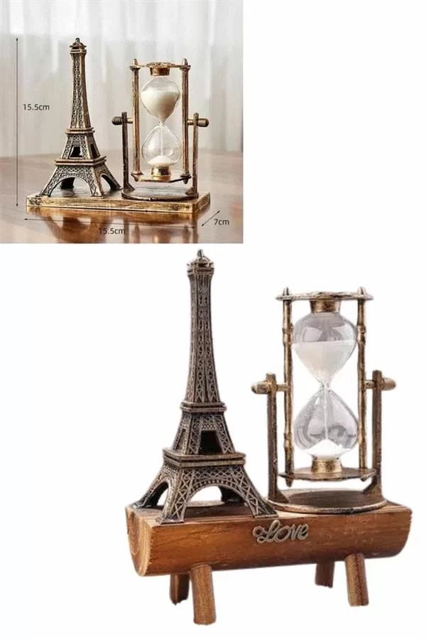 Paris Eyfel Kulesi Hediyelik Eyfel Retro Kum Saati Dekoratif Eşya - Görsel 4