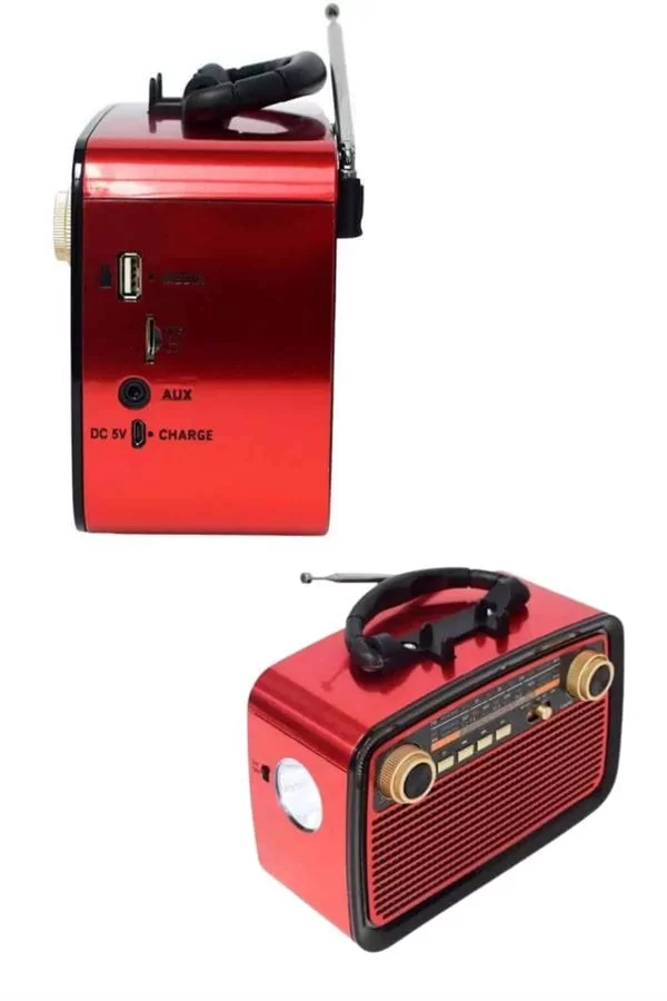Bluetooth Hoparlör Ahşap Renk Vintage Işıklı Nostaljik Radyo Fm Ahşap Görünümlü - Görsel 3