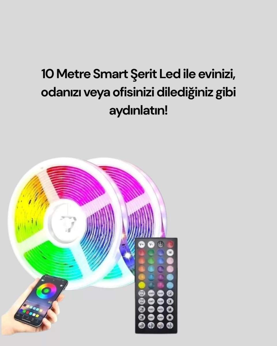 Su Geçirmez 10M Smart Şerit Led TV Arkası ve Oda Dekorasyonu İçin - Görsel 2