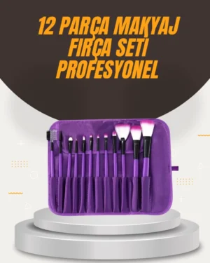 Fondöten, Allık ve Far Uygulamalarına Uygun 12 Parça Makyaj Fırça Takımı Ergonomik Saplı