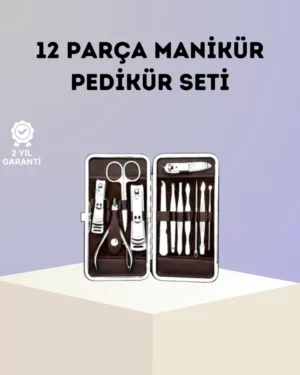 Paslanmaz Çelik Çok Fonksiyonlu 12 Manikür Seti
