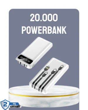 Hızlı Şarj Destekli 20.000mAh Powerbank USB Type-C Lightning LCD