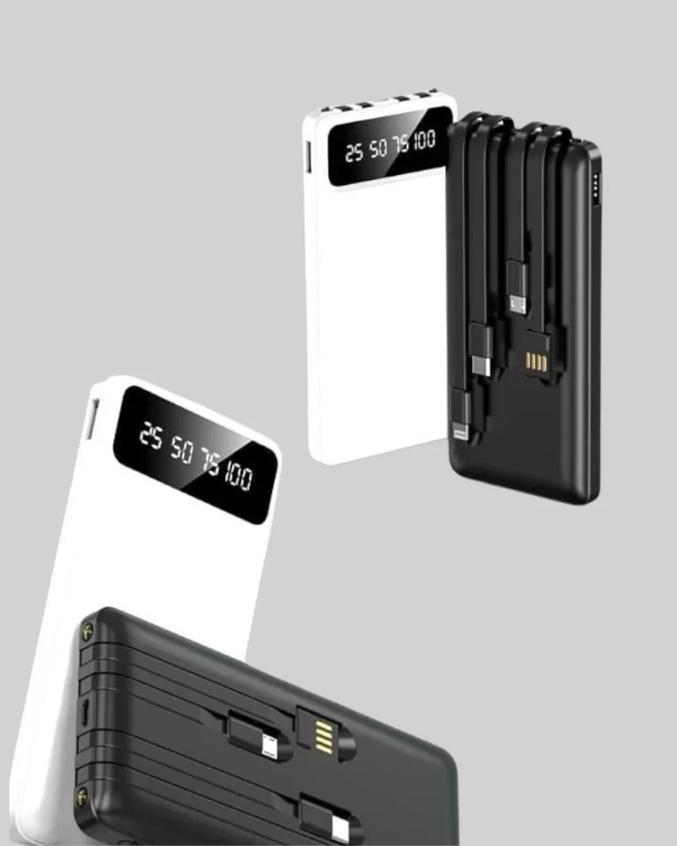 20.000mAh PD Powerbank LED Işık LCD Ekran Dahili Kablo Çoklu Giriş - Görsel 2
