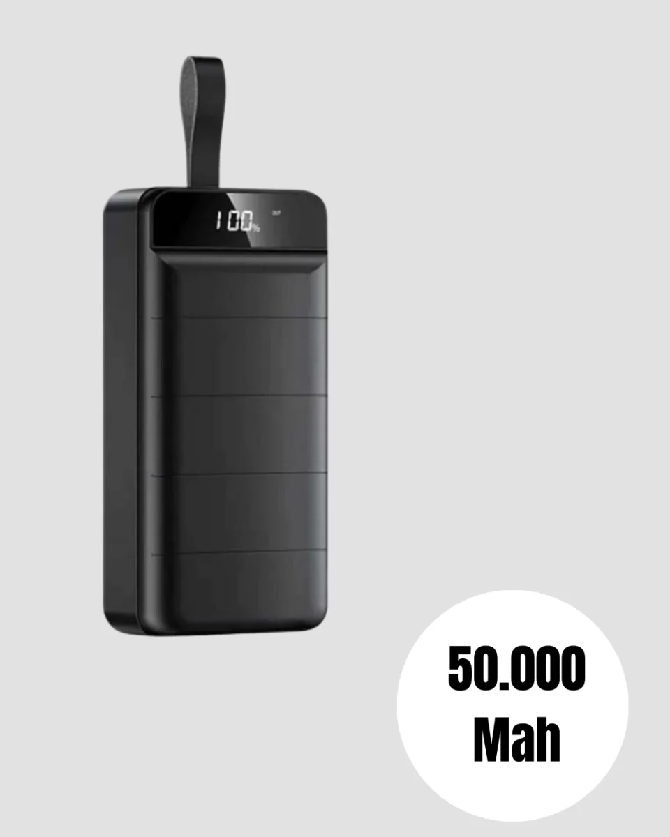 50.000 mAh Kapasiteli Powerbank – Hızlı Şarj Destekli, 4 USB Portlu, LED Işıklı Taşınabilir Enerji Deposu - Görsel 2