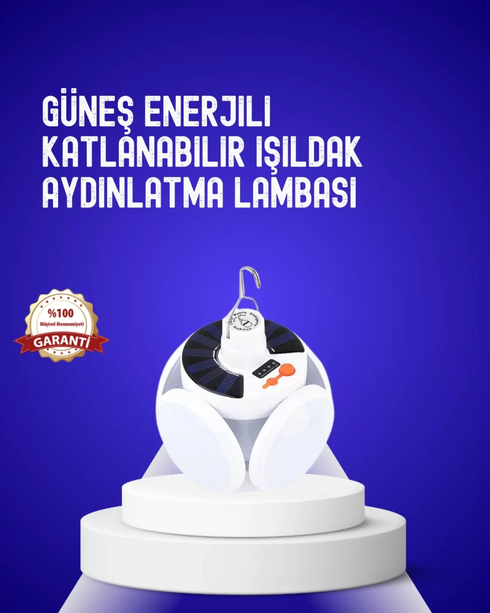 USB ve Solar Şarjlı Katlanabilir 5 Taraflı LED Lamba