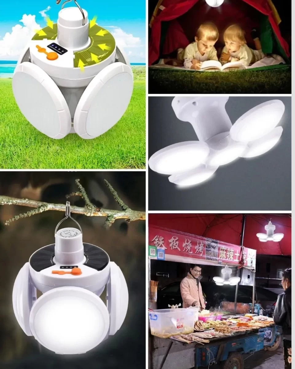 USB ve Solar Şarjlı Katlanabilir 5 Taraflı LED Lamba - Görsel 4