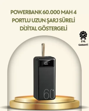 Tüm Cihazlarla Uyumlu LED Fenerli 4 Çıkışlı Powerbank