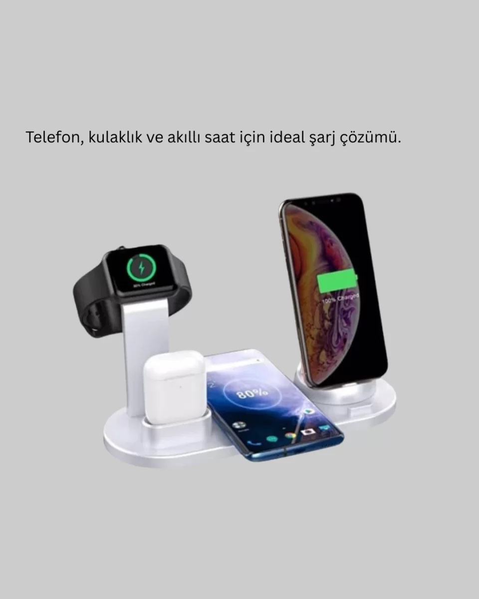 Qi Destekli Tüm Cihazlarla Uyumlu Kablosuz Şarj Ünitesi - Görsel 5