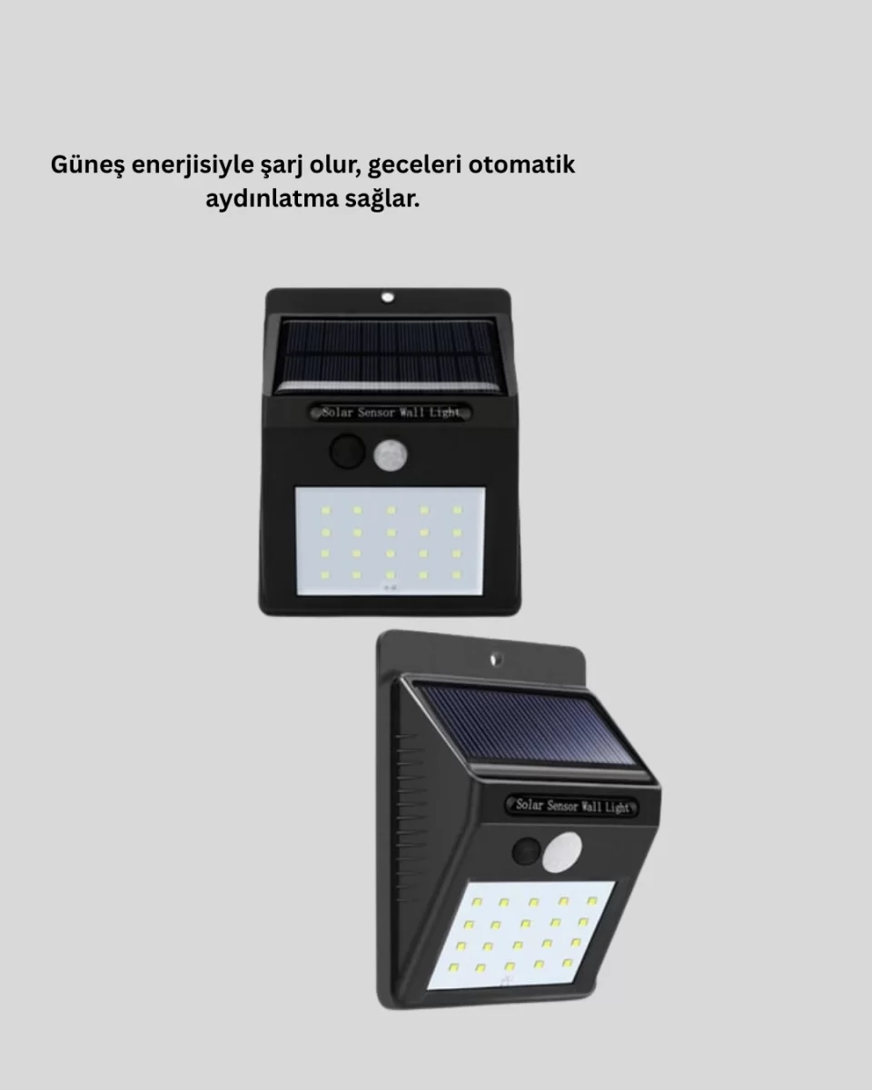 Solar Enerjili 20 LED Hareket Sensörlü Duvar Lambası - Görsel 2