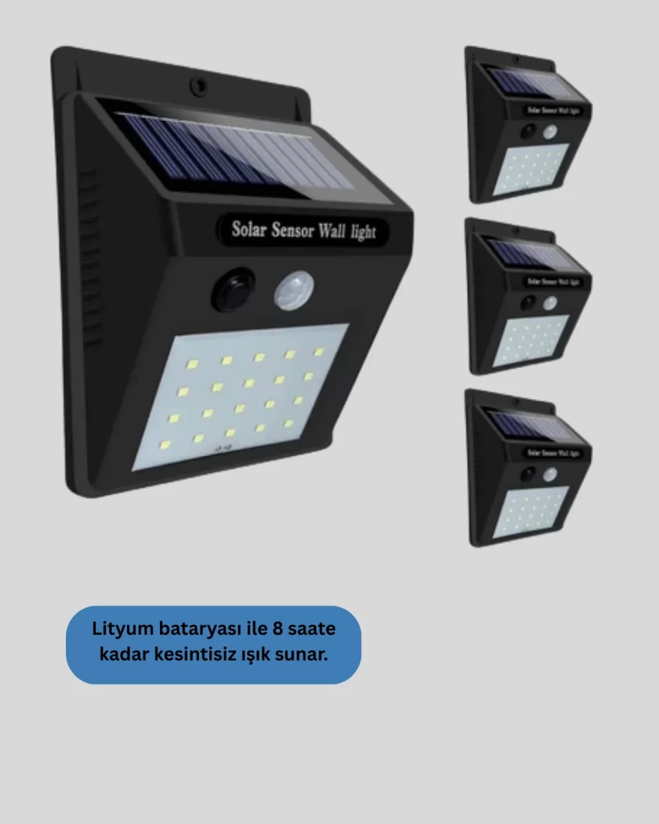 Solar Enerjili 20 LED Hareket Sensörlü Duvar Lambası - Görsel 4