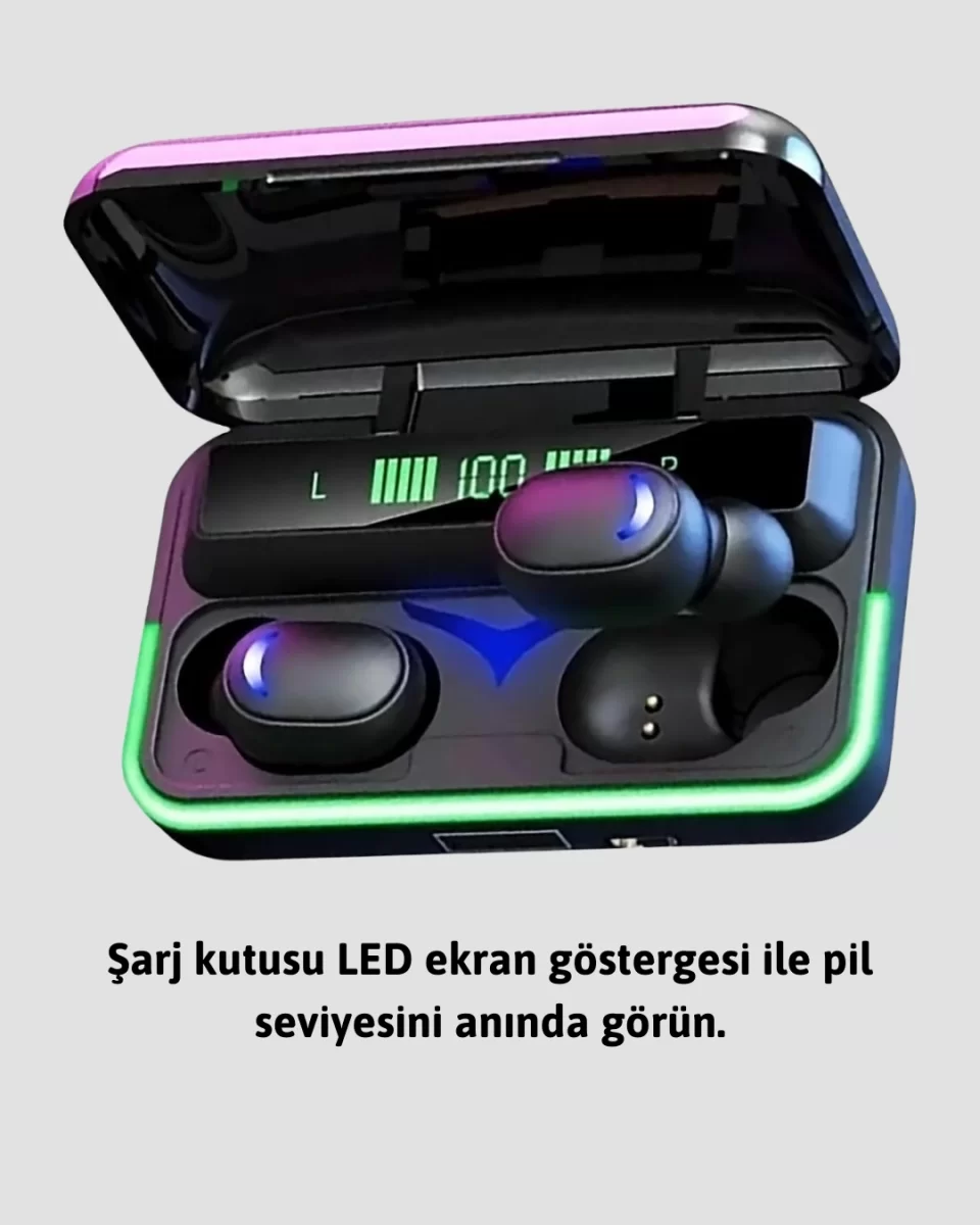 Uzun Pil Ömürlü E10 Powerbank Bluetooth Kulaklık LED Gösterge - Görsel 4