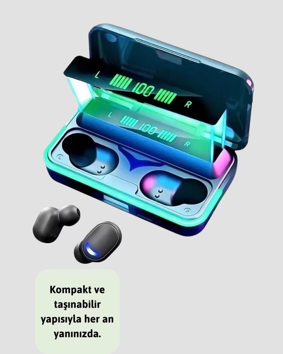 Uzun Pil Ömürlü E10 Powerbank Bluetooth Kulaklık LED Gösterge - Görsel 5