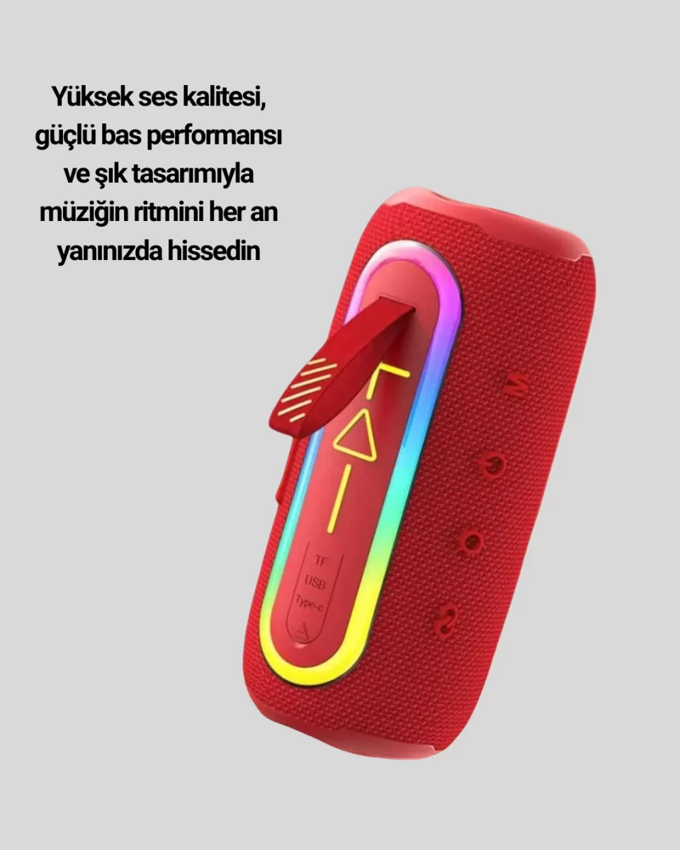 Yüksek Ses Kaliteli Kablosuz Hoparlör LED Işıklı - Görsel 2