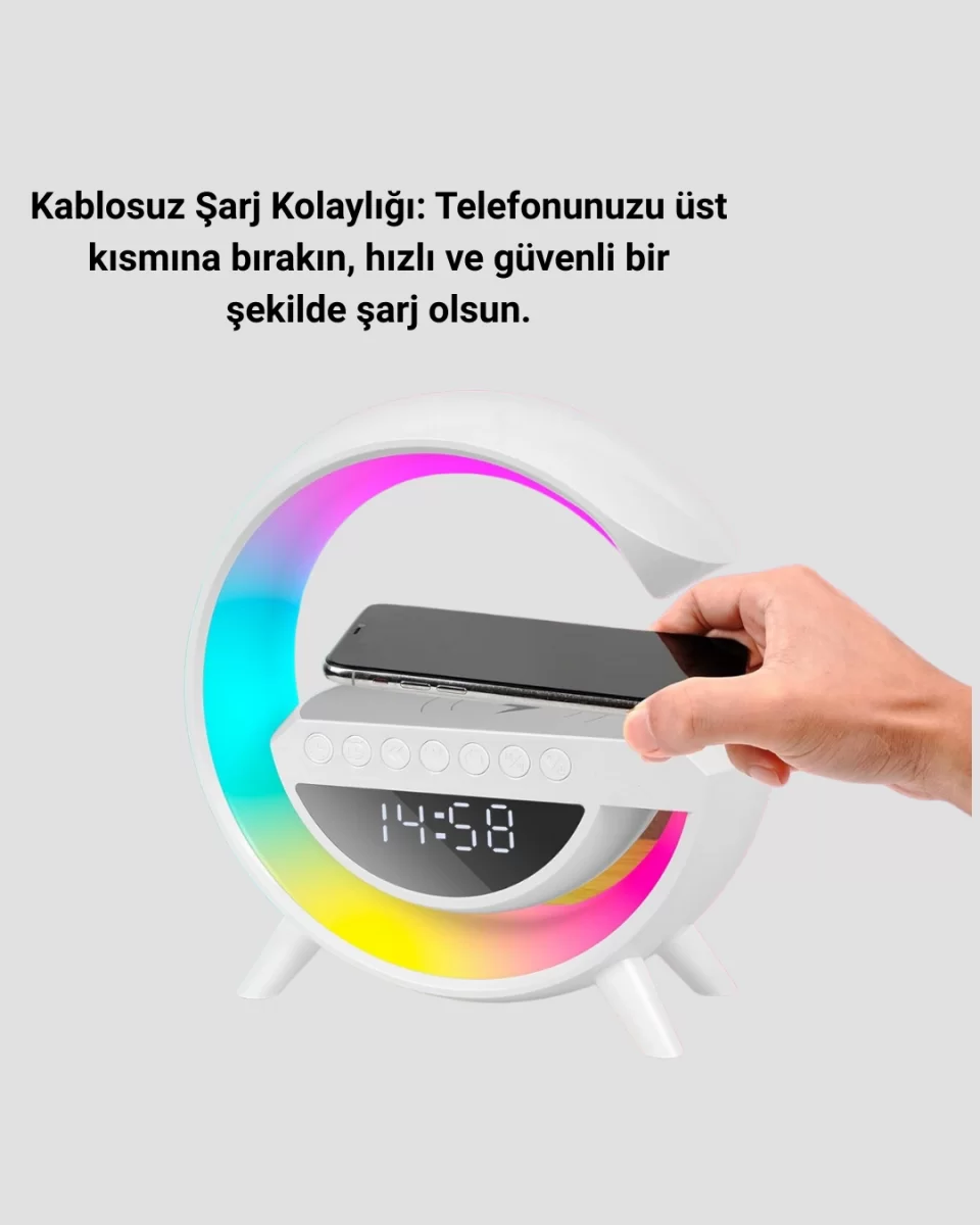 13 Renk Seçenekli Kablosuz Şarj Cihazlı LED Lamba - Görsel 4