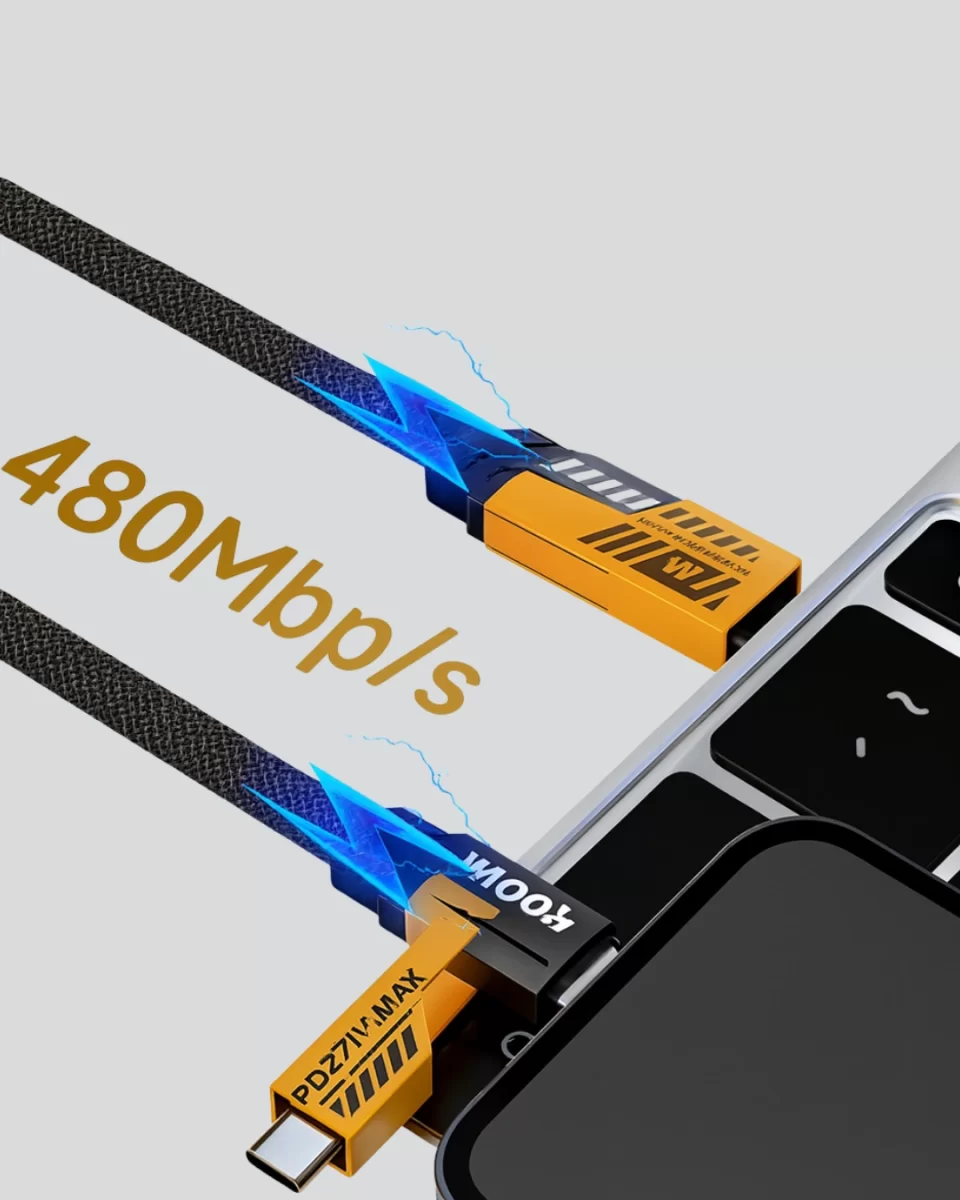 Hızlı Şarj Destekli 65W Örgülü USB-C ve USB-A Çoklu Şarj Kablosu - Görsel 5