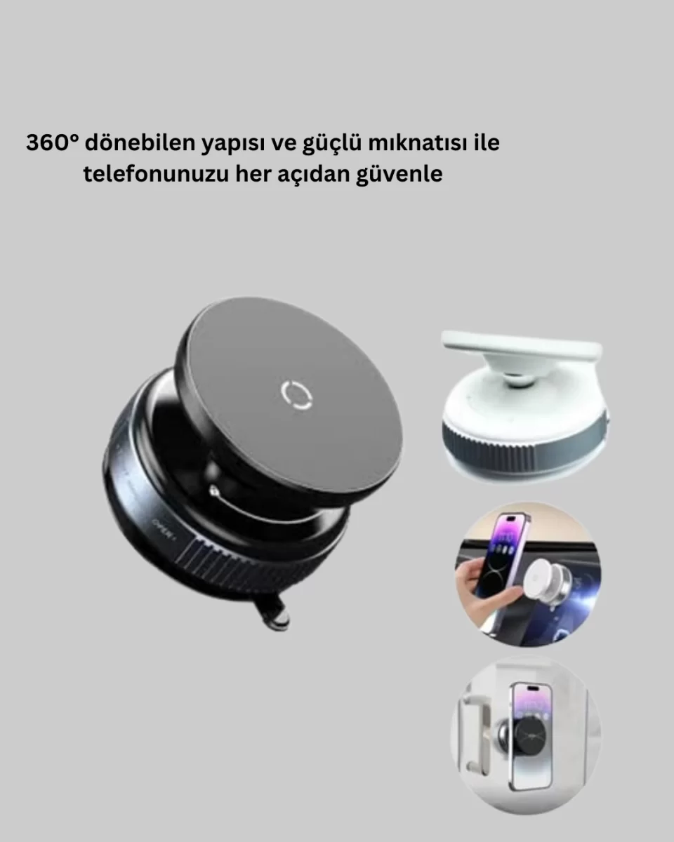 Evrensel Manyetik Araç Telefon Tutucu 360° Döner Başlık - Görsel 2