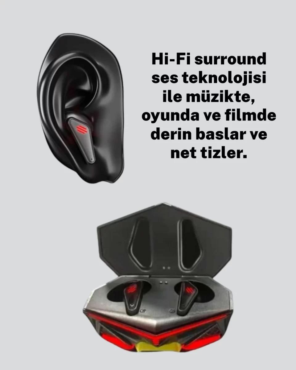 Kablosuz Bluetooth 5.0 Metal Kasa Gaming Kulaklık - Görsel 4
