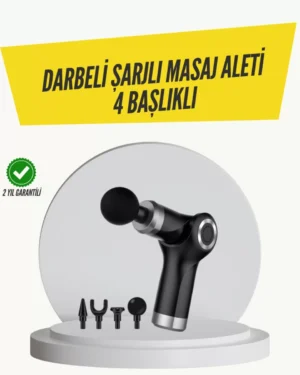 Mini Masaj Tabancası 4 Başlık 6 Hız Ayarlı