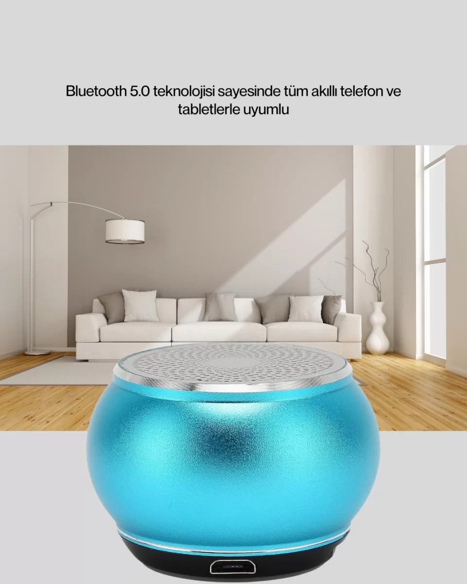 Taşınabilir Mini Bluetooth Hoparlör 9m Menzil Dahili Mikrofon - Görsel 2