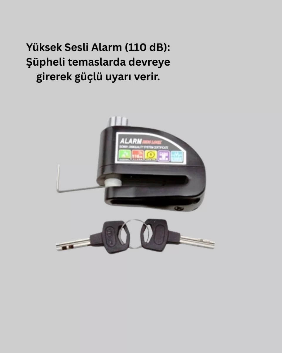 Su Geçirmez Alarm Disk Kilidi Motosiklet Scooter Bisiklet Güvenlik - Görsel 2