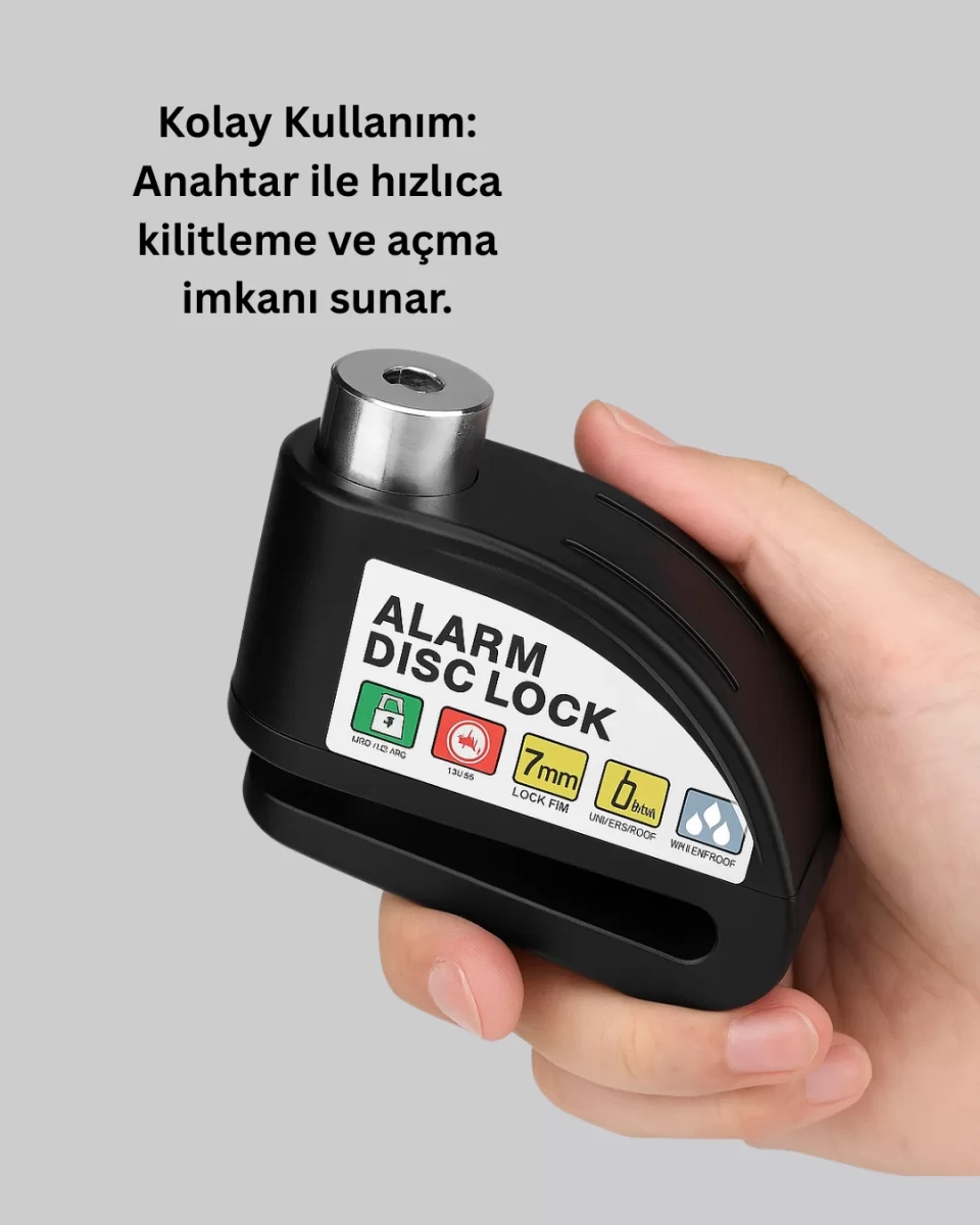 Su Geçirmez Alarm Disk Kilidi Motosiklet Scooter Bisiklet Güvenlik - Görsel 4