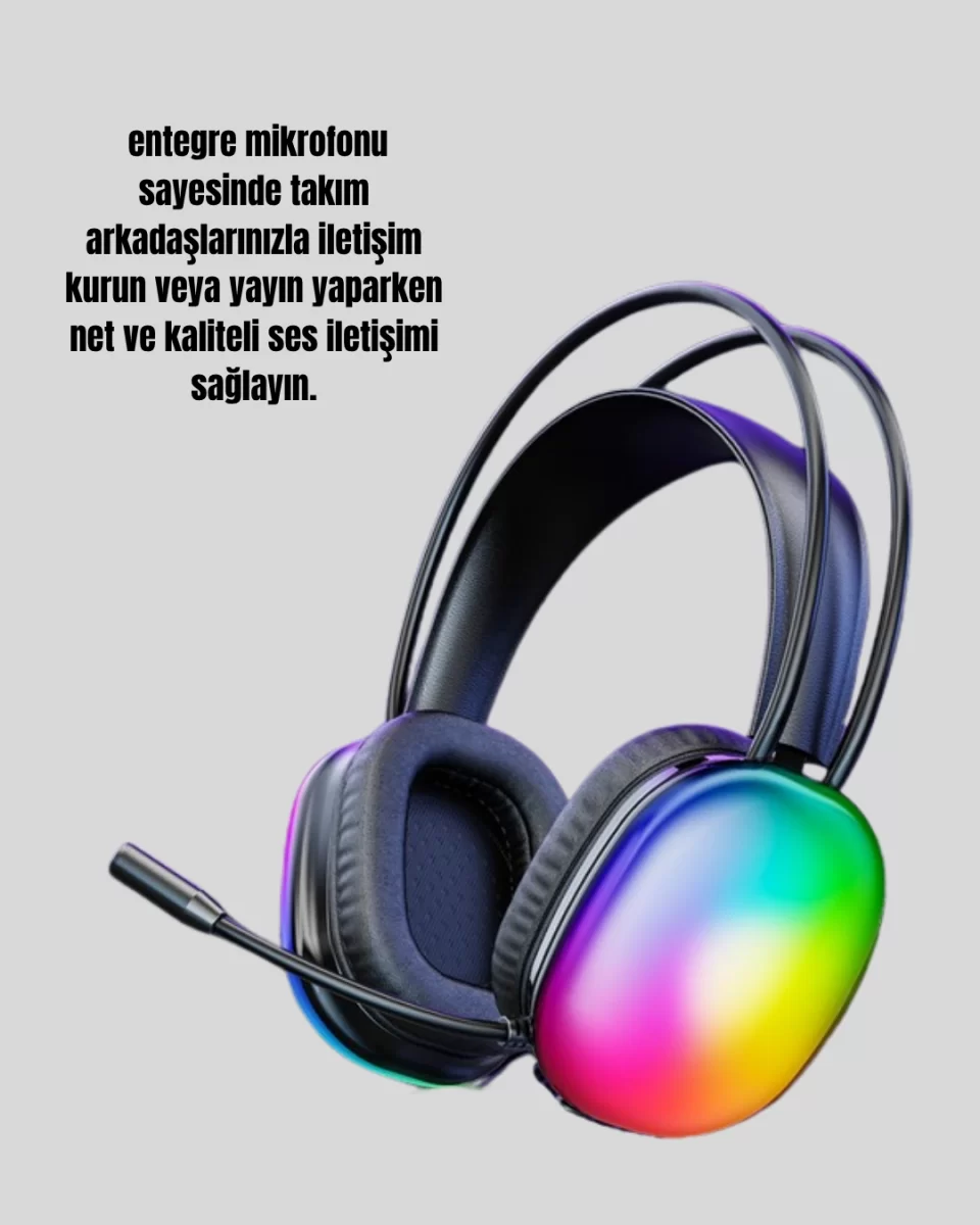 RGB Aydınlatmalı Kablosuz Bluetooth Oyuncu Kulaklığı - Görsel 4