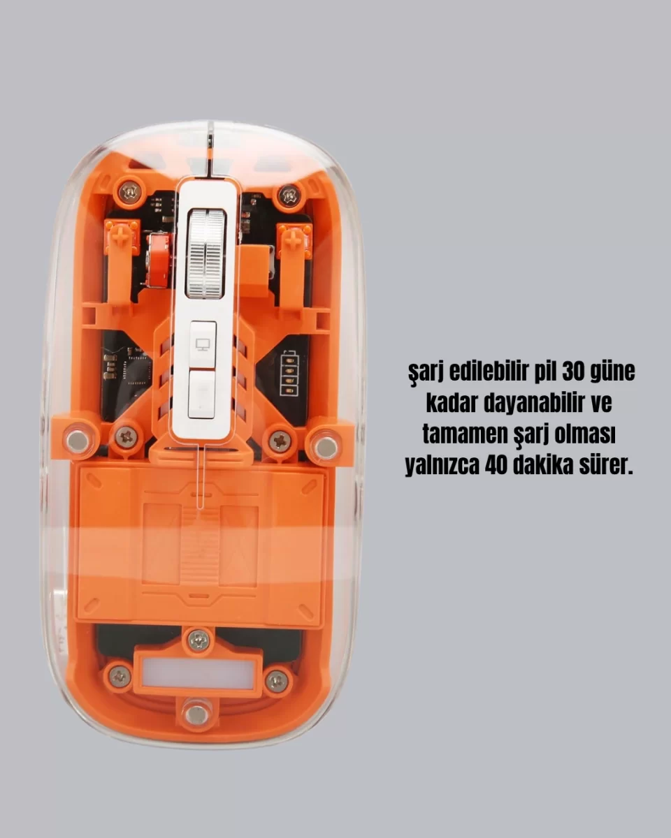 Sessiz ve Ergonomik Kablosuz Fare - 30 Gün Kullanım, 2 Modlu Bağlantı - Görsel 3