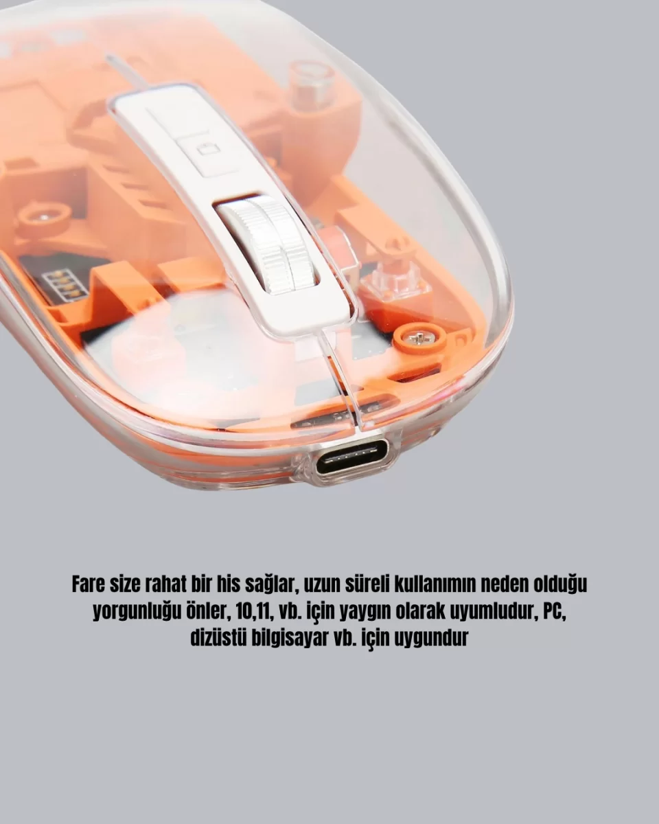 Sessiz ve Ergonomik Kablosuz Fare - 30 Gün Kullanım, 2 Modlu Bağlantı - Görsel 5