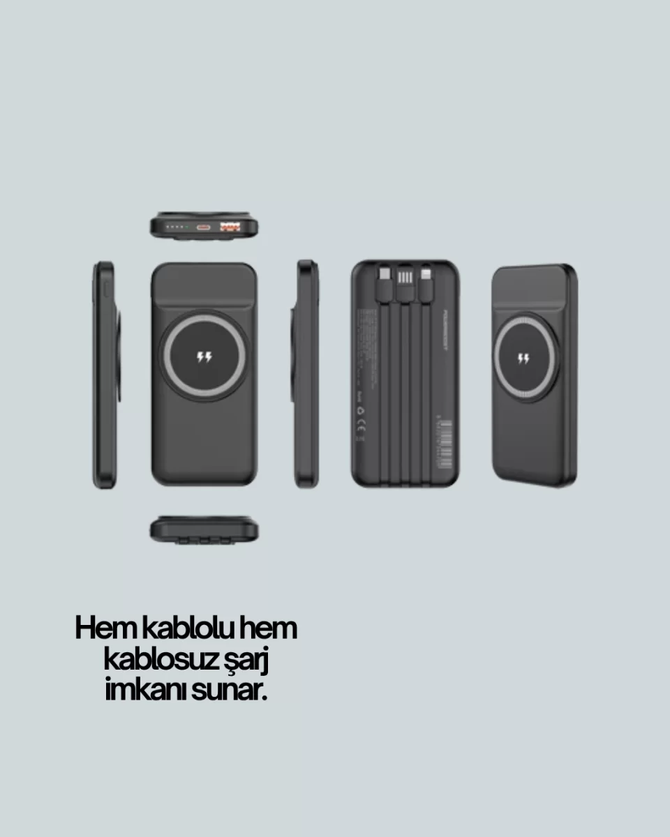 Kompakt Tasarım, Güçlü Performans – 10000mAh Kablosuz Powerbank - Görsel 2