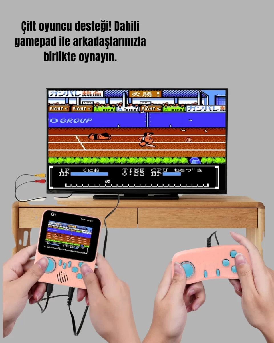 TV Bağlantılı Çift Oyunculu Şarjlı Retro Gamepad Seti - Görsel 4