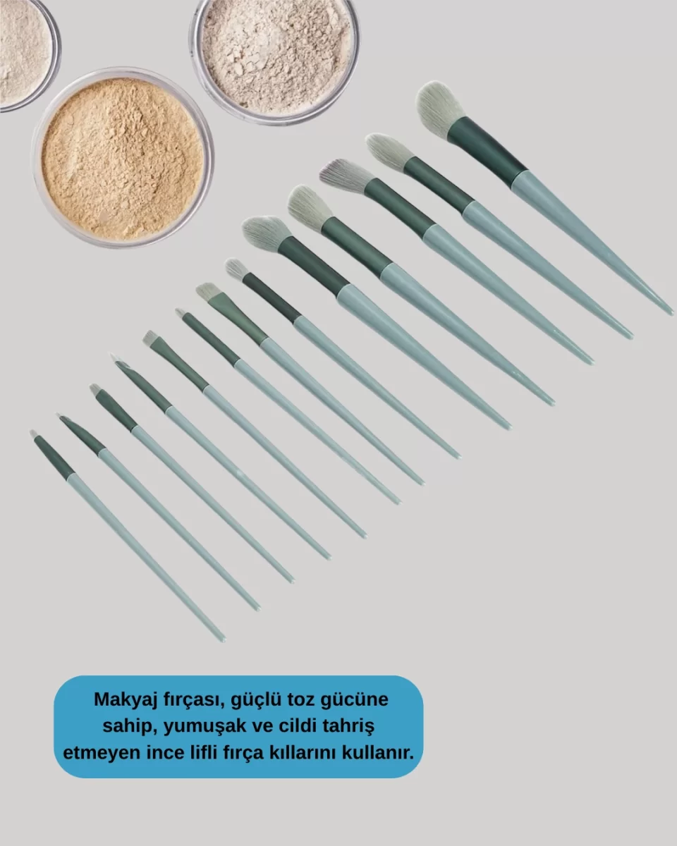 Profesyonel Kullanıma Uygun 13 Parça Makyaj Fırçası Takımı Fiber Kıllı - Görsel 4