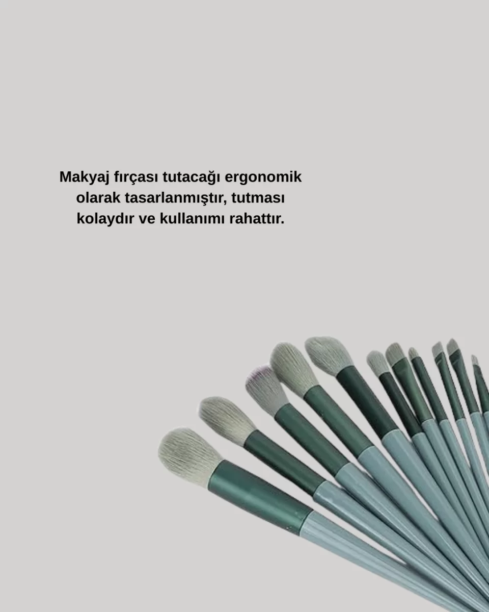 Profesyonel Kullanıma Uygun 13 Parça Makyaj Fırçası Takımı Fiber Kıllı - Görsel 5