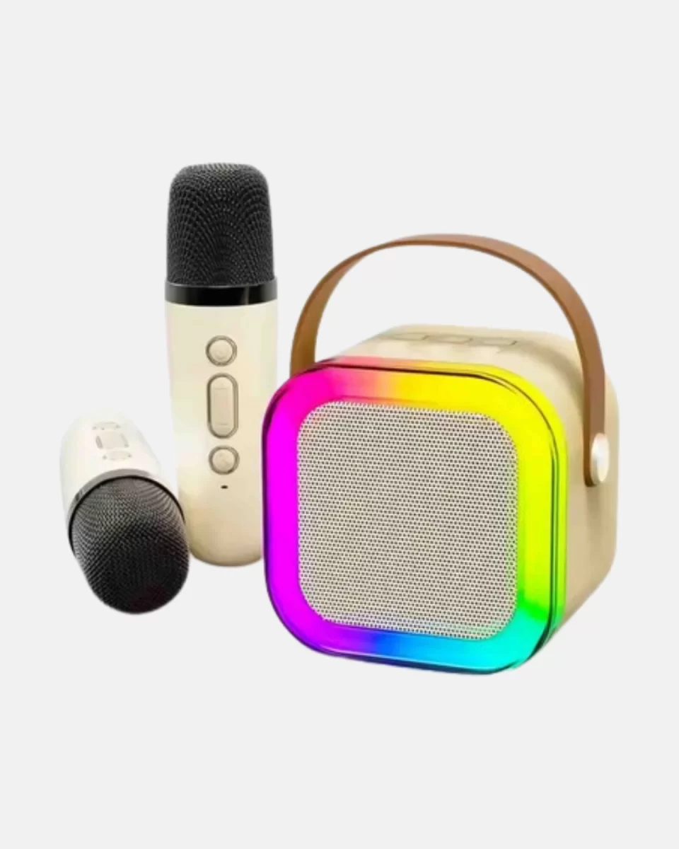 Bluetooth Karaoke Hoparlör Renkli LED Işıklı ve Type-C Şarjlı - Görsel 2